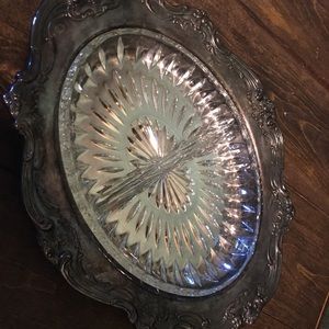 Crystal divided dish with diver tray